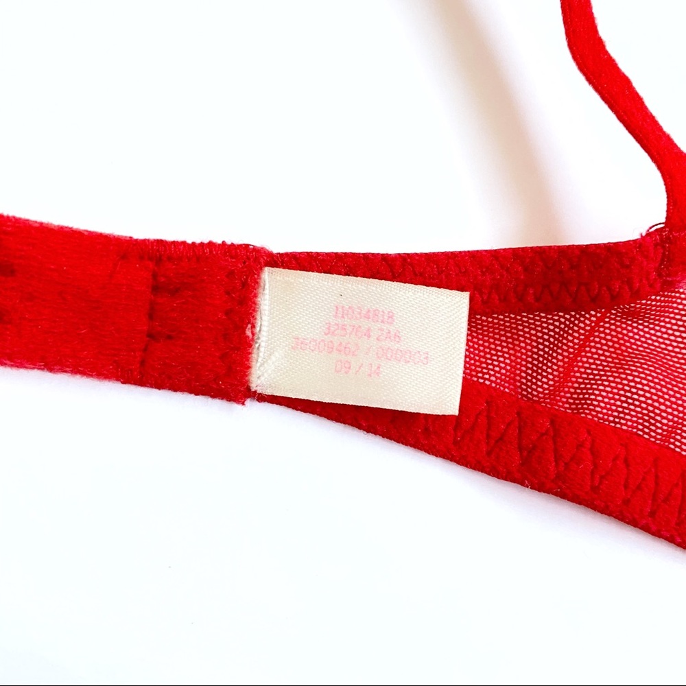 Pink Victoria’s Secret red lace date demi underwire push up bra balconette - Picture 6 of 7